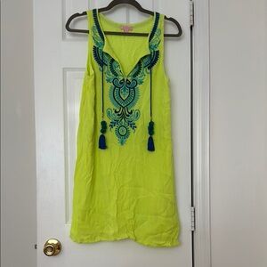 Lilly Pulitzer Blue Sleeveless Tank Top with Bohemian Embroidery